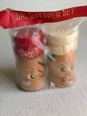 Vintage Japan Import Salty & Peppy Salt and Pepper Shakers 1950's
